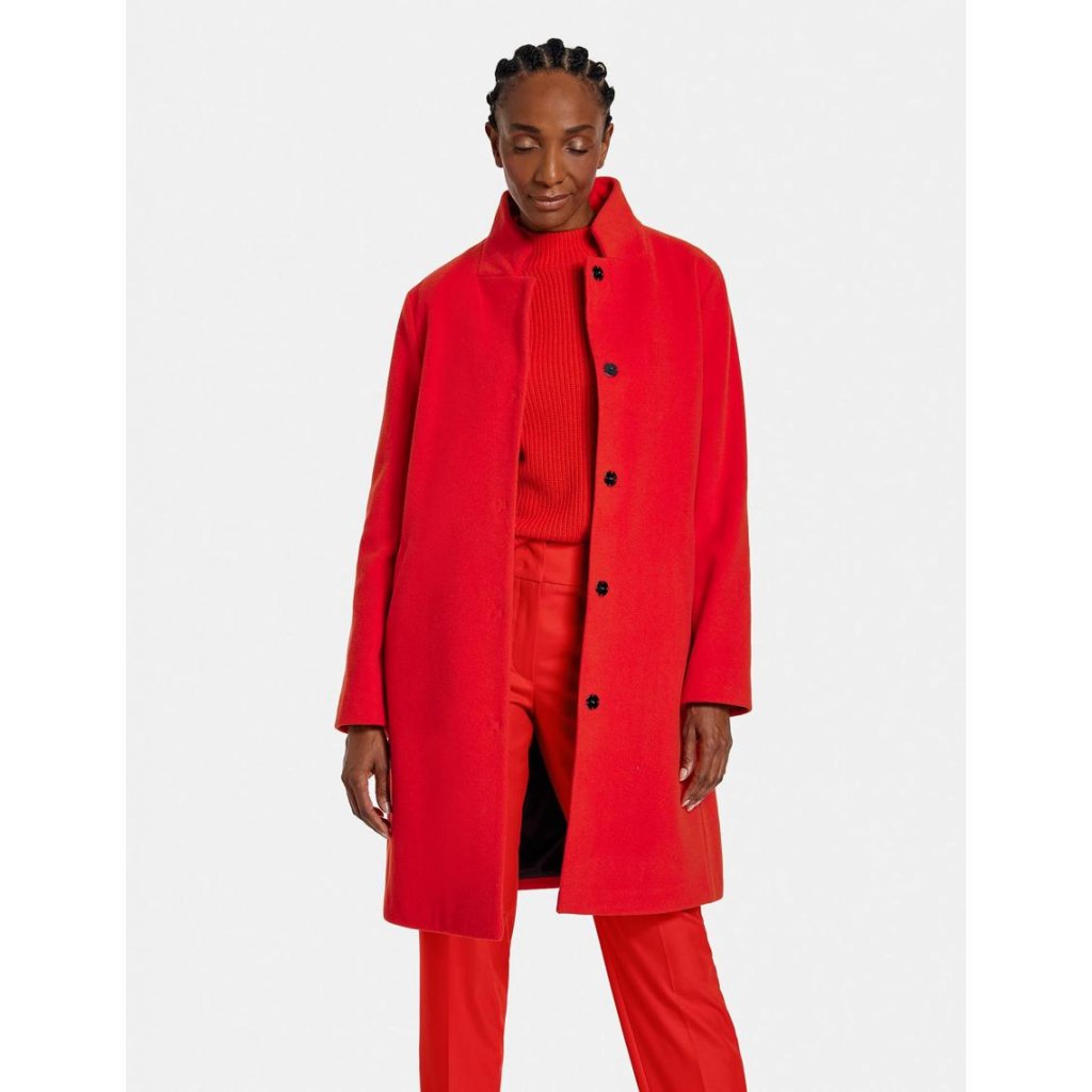 Dámsky červený vlnený kabát s kašmírom GERRY WEBER