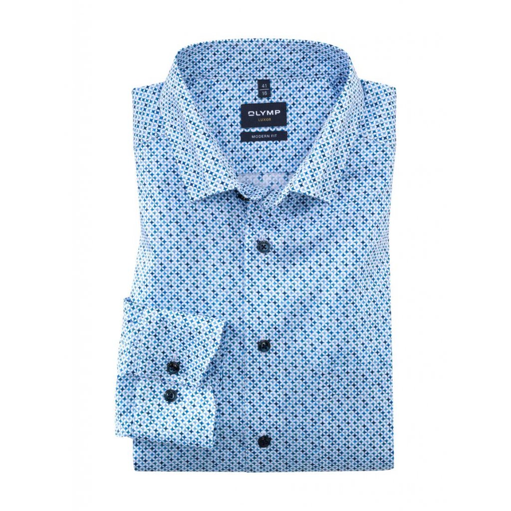 Pánska modrá bavlnená košeľa OLYMP modern fit