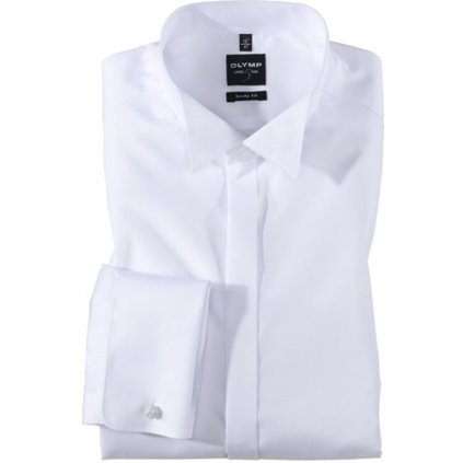 Smokingová biela košeľa s manžetou OLYMP, slim