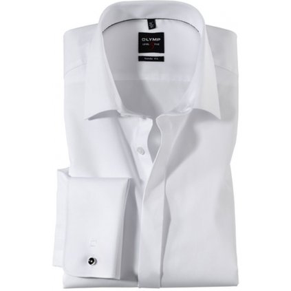 Luxusná biela spoločenská košeľa OLYMP s manžetovými gombíkmi, slim