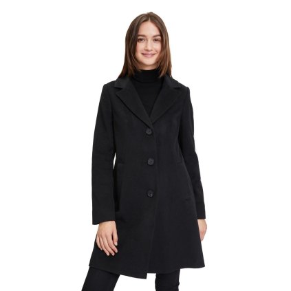 Čierny flaušový kabát BETTY BARCLAY (Veľkosť 36)