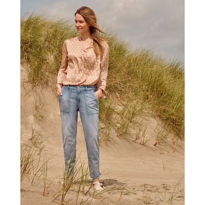 Dámske modré 7/8 rifle v mrkvovom strihu TONI (Veľkosť 34)