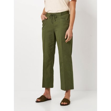 Dámske khaki zelené 7/8 nohavice do gumy TONI (Veľkosť 34)