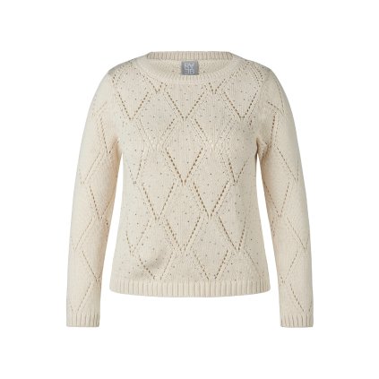 Dámsky smotanový pulóver s ažúrovým vzorom RABE (Veľkosť 36)
