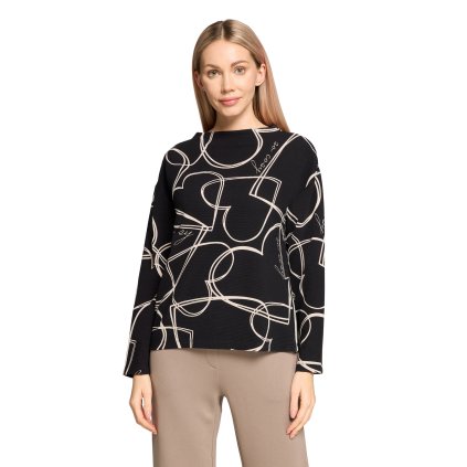 Dámska čierna mikina s geometrickým vzorom SO COSY (Veľkosť 38)