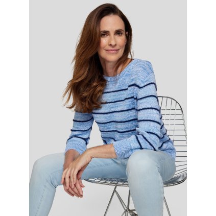 Dámsky modrý pulóver s pásikmi RABE (Veľkosť 40)