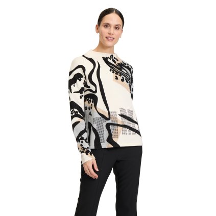 Dámsky smotanový bavlnený pulóver so vzorom BETTY BARCLAY (Veľkosť 38)