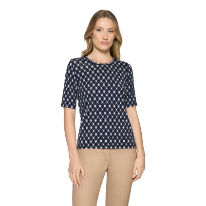 Dámske tmavomodré tričkos jemným vzorom BETTY BARCLAY (Veľkosť 36)