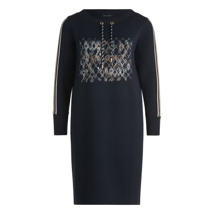 Dámske modré úpletové šaty s aplikáciou BETTY BARCLAY 95cm (Veľkosť 36)