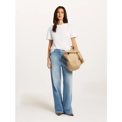 Dámske biele bavlnené tričko s krátkym rukávom Beaumont (Veľkosť L)