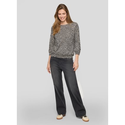 Dámske čierne bodkované tričko do gumičky RABE (Veľkosť 36)