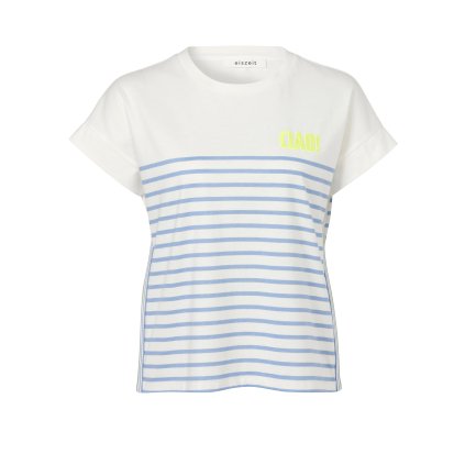 Dámske smotanové tričko s pásikmi EISZEIT (Veľkosť 36)