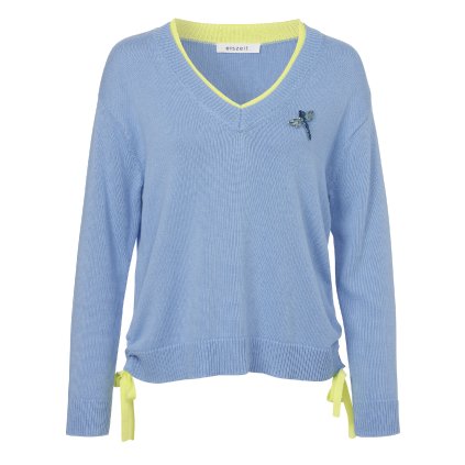 Dámsky bledomodrý bavlnený pulóver s výstrihom V EISZEIT (Veľkosť 36)
