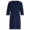 Dámske modré úpletové šaty BETTY BARCLAY 95cm (Veľkosť 38)