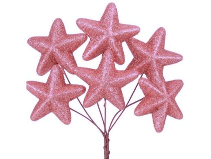 hviezdicky ruzove glitrove zvazok 6 ks