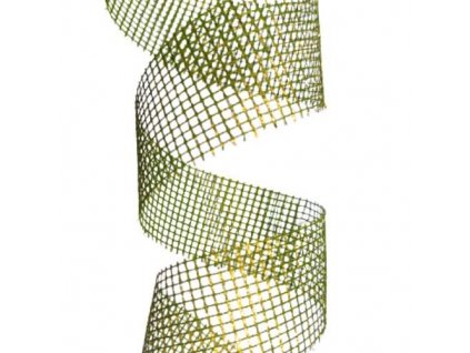 stuha zelena so zlatym lurexom 4 cm 1 m