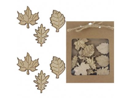 dekoracia drevene listy 12 ks