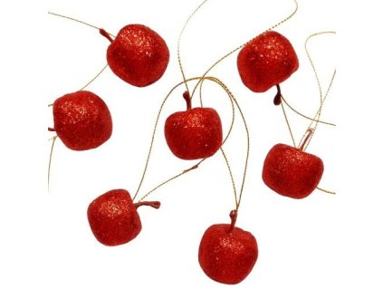 jablcka cervene s glitrami na zavesenie