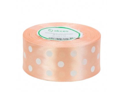 stuha satenova lososova s bodkami 3 8 cm 1 m akces