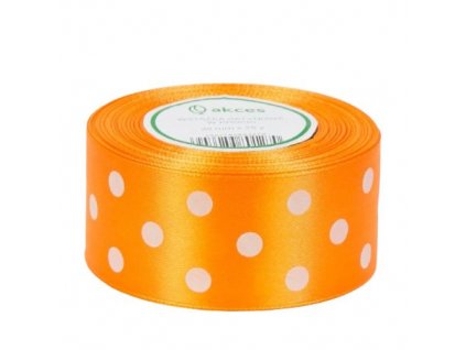 stuha satenova oranzova s bodkami 3 8 cm 1 m akces
