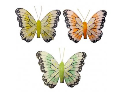 motylik zlty oranzovy zeleny mix 7 cm 3 ks
