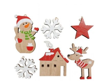 vianocne ozdoby drevene na zavesenie 6 ks