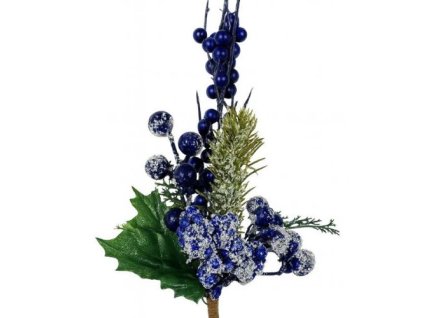 umela vianocna haluzka modra 28 cm