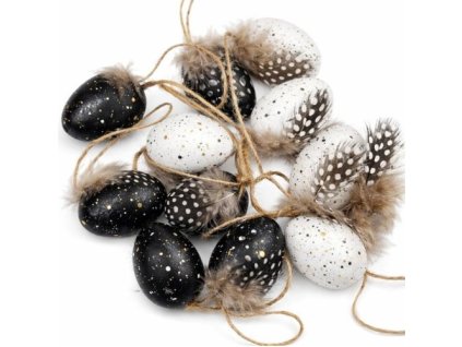 vajicka velkonocne biele a cierne 4 cm 12 ks