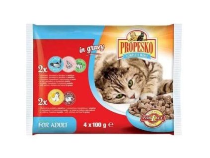 propesko pre macky losos kreveta kura hovadzie 4 x 100 g