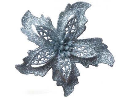 5016 vianocna ruza strieborna so stipcom 9 cm