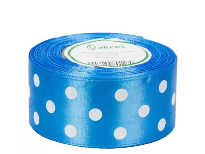 6828 stuha satenova modra s bodkami 3 8 cm 1 m