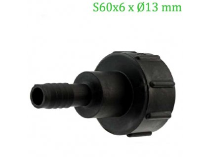 7026 adapter na ibc nadrz zavit s60x6 s pripojkou na hadicu s60x6 x priemer 13 mm econom