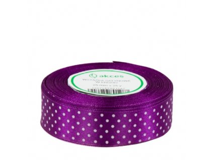 7953 stuha satenova violet s bodkami 2 5 cm 1 m