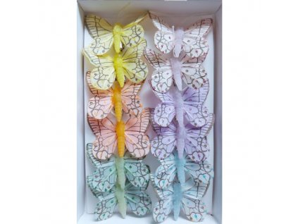 8352 motyl na stipci 4 5 cm 12 ks mix