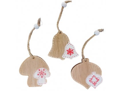 8574 drevene dekoracie 3 ks mix