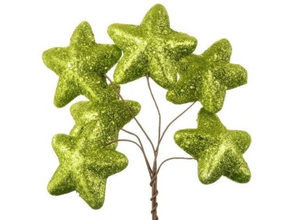 hviezdicky zelene glitrove zvazok 6 ks