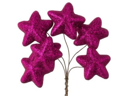 hviezdicky fuksiove glitrove zvazok 6 ks