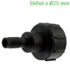 7032 adapter na ibc nadrz zavit s60x6 s pripojkou na hadicu s60x6 x priemer 25 mm econom