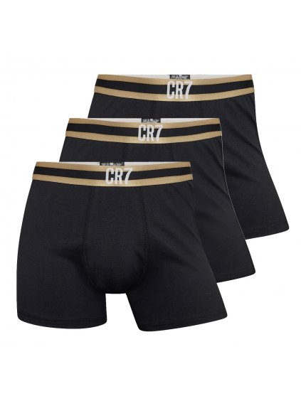 3pack pánské boxerky CR7 Basic black, gold strip