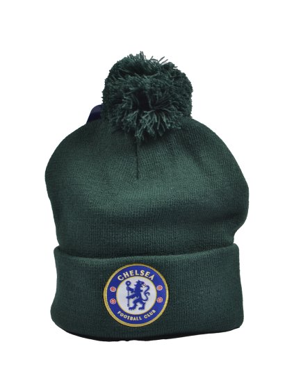chelsea knitted crest forest green bobble hat 1