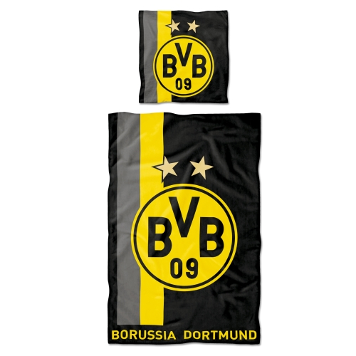 BVB Povlečení BORUSSIA DORTMUND stripes 135x200 / 80x80