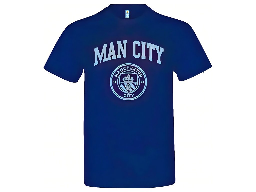 Tričko Manchester City FC, tmavo modrá, nápis "Man City" a znak klubu