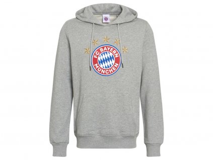 Mikina FC Bayern Mníchov s kapucňou, šedá, 100% bavlna