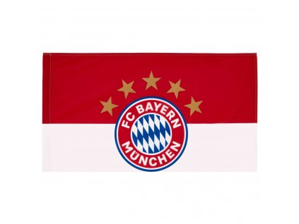 Vlajka FC Bayern Mníchov, Znak a 5 hviezd, Červeno-biela, 90x60cm
