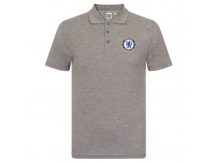 Polo Tričko Chelsea FC, vyšitý znak, poly-bavlna, sivá