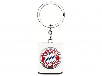 Kľúčenka FC Bayern Mníchov. Obojstranná. Červeno-strieborná. 8,5x3,5cm