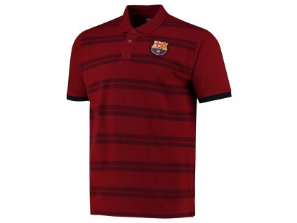 Polo tričko FC Barcelona, tmavo červené, pruhované