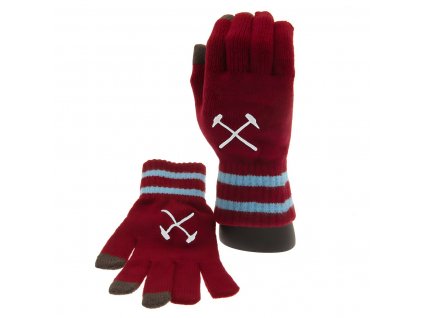 Pletené rukavice West Ham United FC, vínové, touchscreen