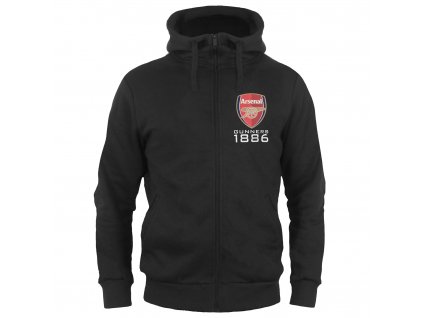 Mikina Arsenal FC, čierna, kapucňa, zips