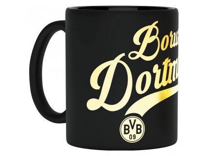 Hrnček Borussia Dortmund, čierny, metalický nápis, 300ml